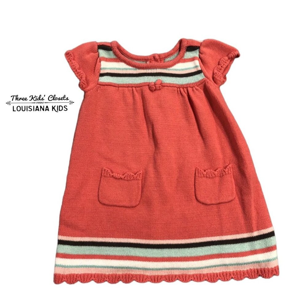 Gymboree 6-12m Coral Striped Sweater Dress